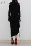 marc le bihan off shoulder pleated dress 2849 E23 black